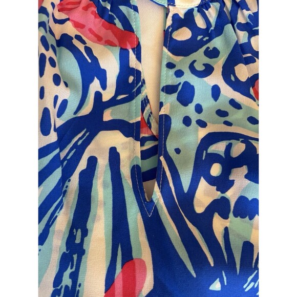 LILLY PULITZER Rogan She Sells Shells Silk Halter Top Women XS Stud Beach Resort - Picture 4 of 11